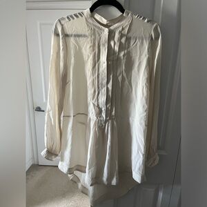 Joe Fresh | Silk Button Down Tunic in Cream | Size Medium